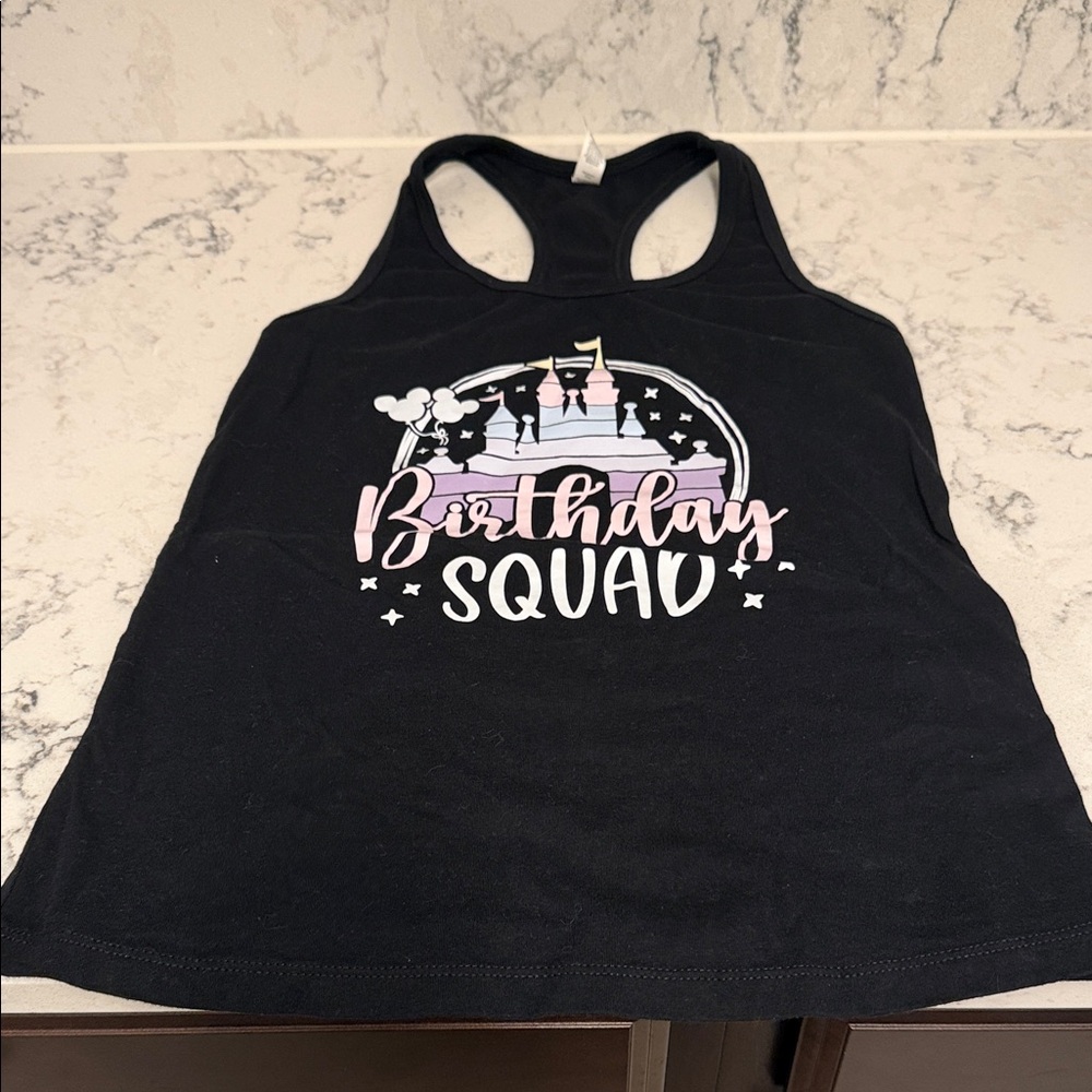 Disney Castle Birthday Squad Black Tank Top